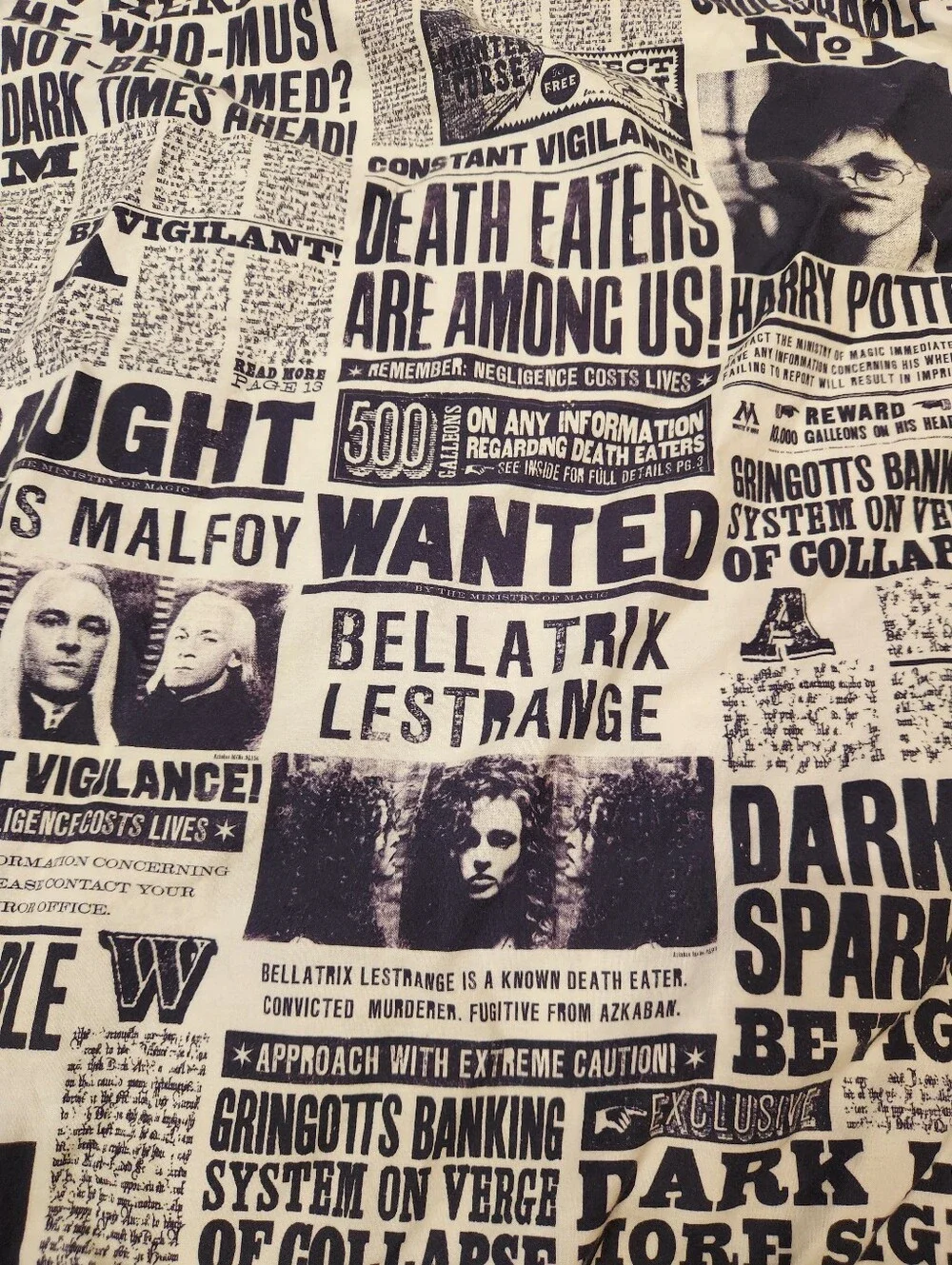 Pottery Barn Harry Potter Newspaper Print Daily Prophet Twin Duvet Cover Bedding
